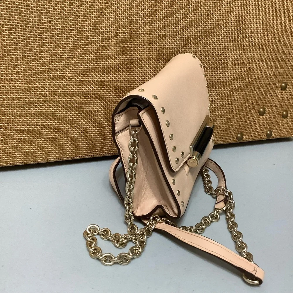 Diane Avon Furstenberg Vintage Gold Studded Leather Crossbody Purse - Picture 4 of 12